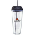 20 Oz. Clear Infuse Tumbler Cup W/Black Lid & Straw